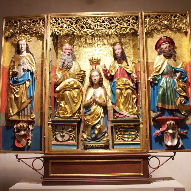 Gilded Gothic triptych altarpiece inside Malbork Castle